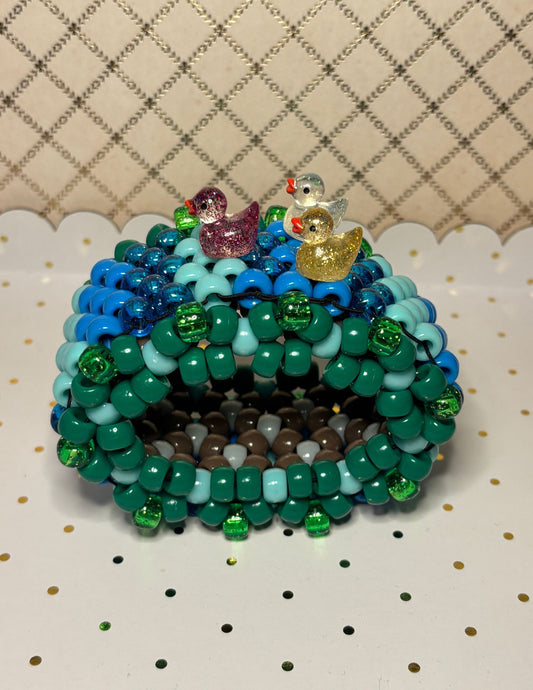 Ducks on a River Rotating Kandi Cuff Bracelet