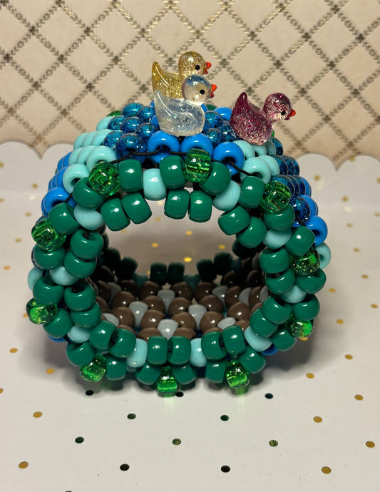 Ducks on a River Rotating Kandi Cuff Bracelet